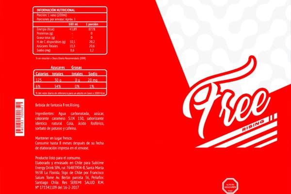 Información nutricional de Free Rising Cola